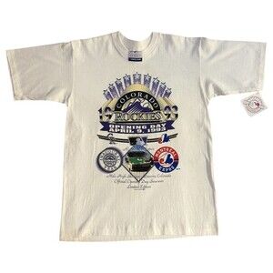 Vintage 1993 Colorado Rockies Inaugural Opening Day T-Shirt NOS Single Stitch M